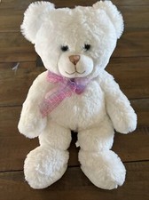 First and Main Teddy Bear White Plush Lovey Toy 1786 Dean 14-15 Inches