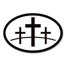 3 Crosses Oval Sticker