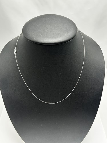 1mm 18" White 14kt Gold Box Link Chain Necklace - Classic & Elegant Design - Picture 2 of 4