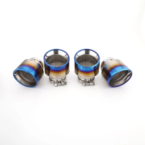 Set of 4 Titanium Exhaust Tips 3" Inlet 5" Out Dual Wall for Nissan R35 GT-R GTR
