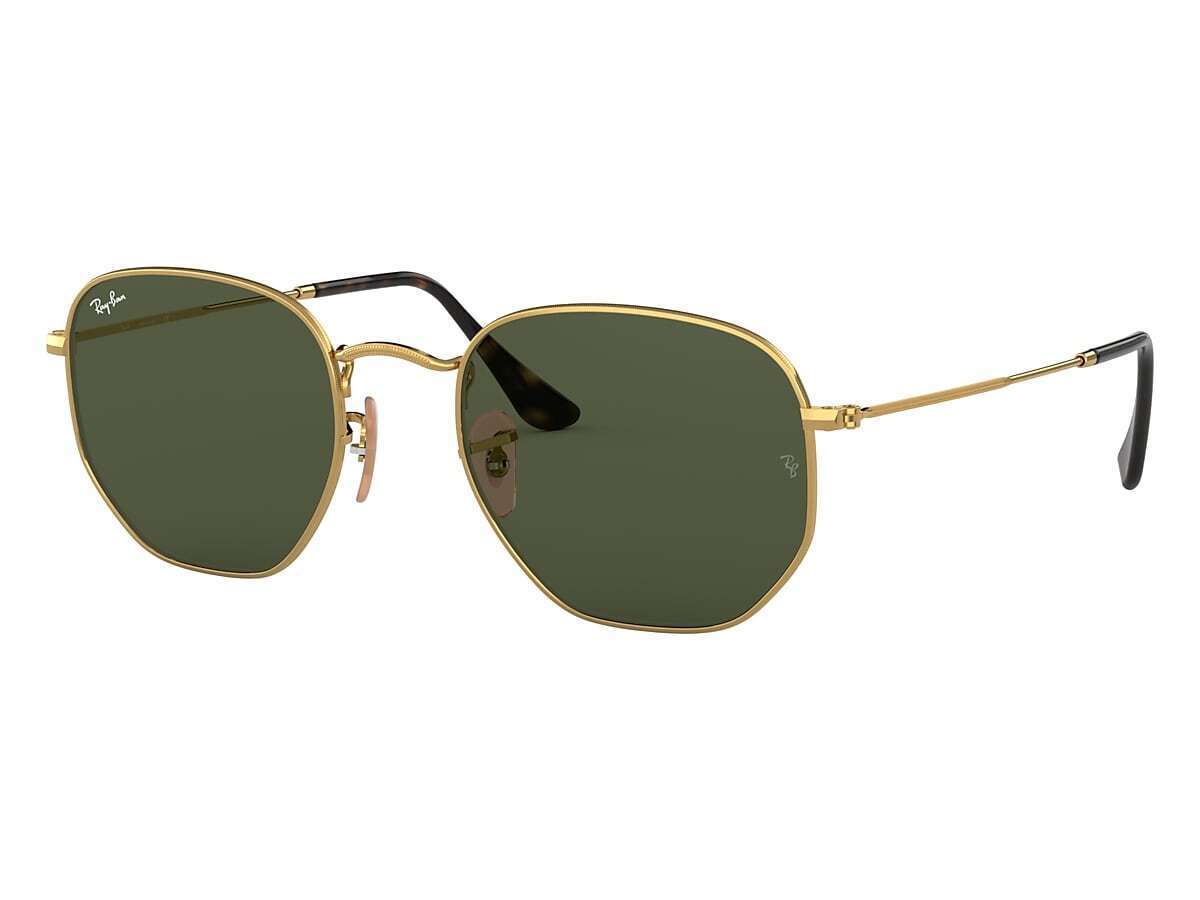 Ray-Ban Hexagonal Flat Lenses Gold/G-15 Green 54 mm  display picture 1