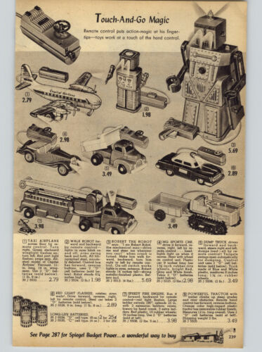 1956 Papier AD Roboter Gehen Robert Kurbel Fernbedienung Stahl MG Muldenkipper LKW - Bild 1 von 2