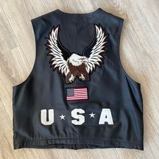 Vintage Leather USA American Flag Eagle Vest Biker Motorcycle Bikercore Motochic