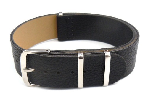 22 mm Leder schwarz für Nato G10 Militär Armee Taucher Uhrenarmband Uhrenarmband