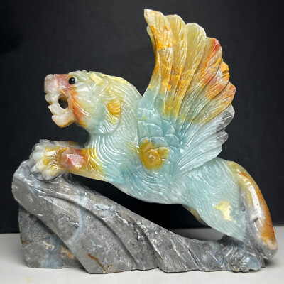 373g Natural Crystal Specimen. Amazon Stone. Hand-carved The Fly Tiger.Gift.XQ
