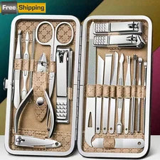 Manicure Pedicure Set - Stainless Steel Nail Clippers & Cuticle Cutter Kit