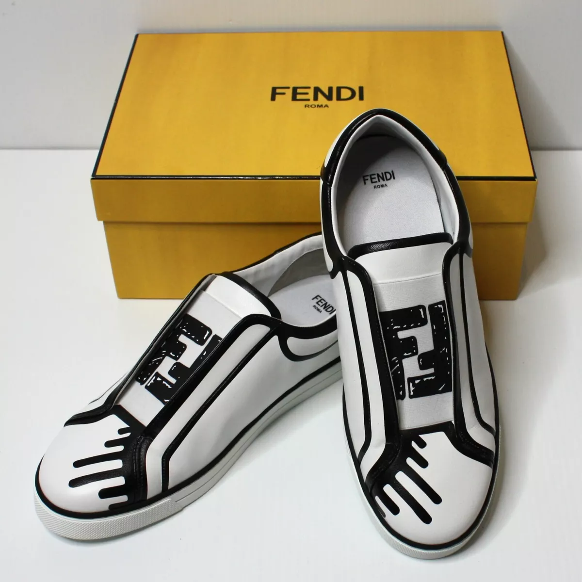 Fendi x Joshua Vides FF Logo Slip-On Sneakers Shoes size 40 US 10 MSRP $850  NEW