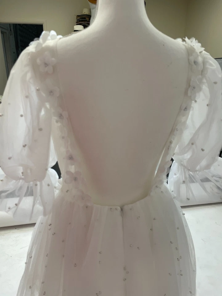 Vestido de novia para mujer corto de boda espalda abierta vestido copo de nieve Halloween novia Foto 4 de 4