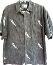 AFTCO Sport Fishing-Mens Hawaiian Shirt, Extra Large-XL, Marlin Fish Pattern