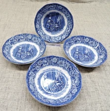 Liberty Blue Betsy Ross Dessert Berry Bowl 5” Dish Staffordshire Set of Four