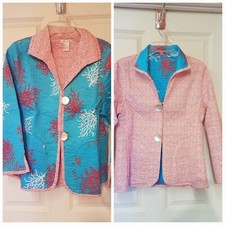 Patty Kim Reversible Silk And Cotton Quilted Jacket Mop Buttons Nwt Med Or Large