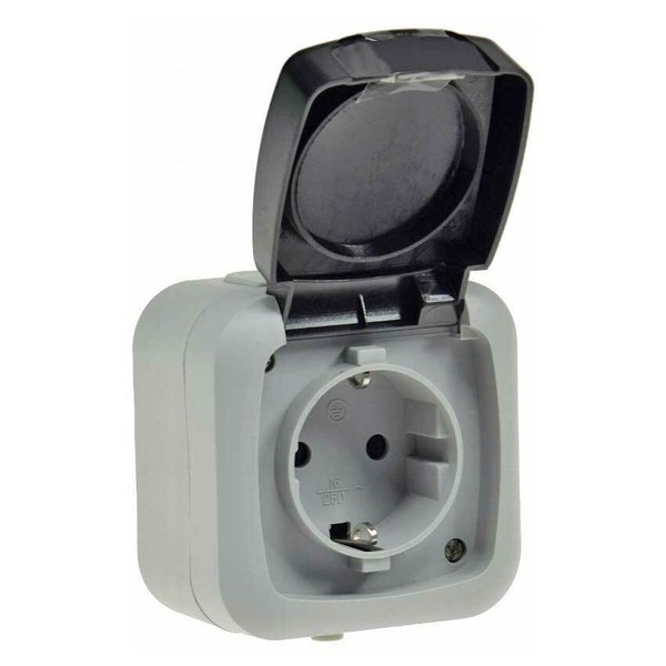 Feuchtraum Steckdose, IP44 250V~/ 16A, Grau-image