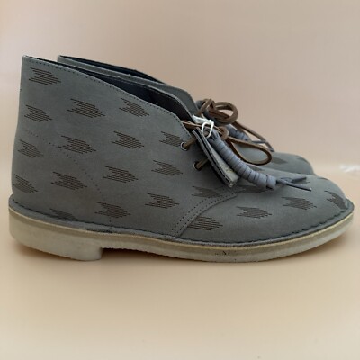 Clarks Original Mens 11.5 Desert Boots Grey Interest Suede W/Crepe Sole 26165992