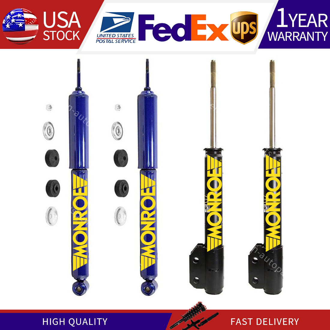 Front Rear Shocks Struts For Ford, OCPTY Shocks Absorbers Fit For 1994-1996 1997 1998 1999 2000 2001 2002 2003 2004 For Ford Mustang 344433 5968 235060 71962 Auto Shocks Gas Shocks Gas Struts Sets