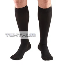 Tektrum (1 pair) Knee High Firm Compression Socks 23-32mmHg- Closed Toe, Black