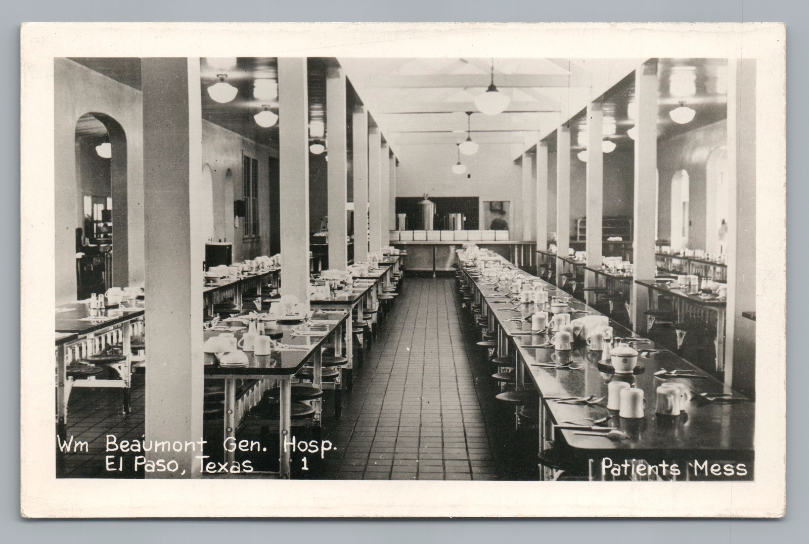 Beaumont General Hospital EL PASO Rare RPPC Vintage Cafeteria Photo