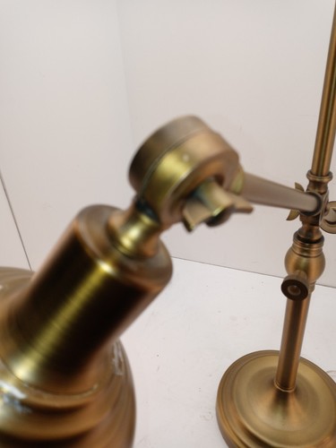 Vintage Antiqued Brass Desk Lamp, Adjustable , Rustic Industrial Decor 27" Tall - Picture 4 of 12