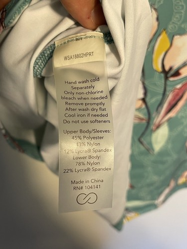 Calia by Carrie Underwood Rashguard Swim Top Garden Gate Teal Long Sleeve XL - Picture 9 of 9