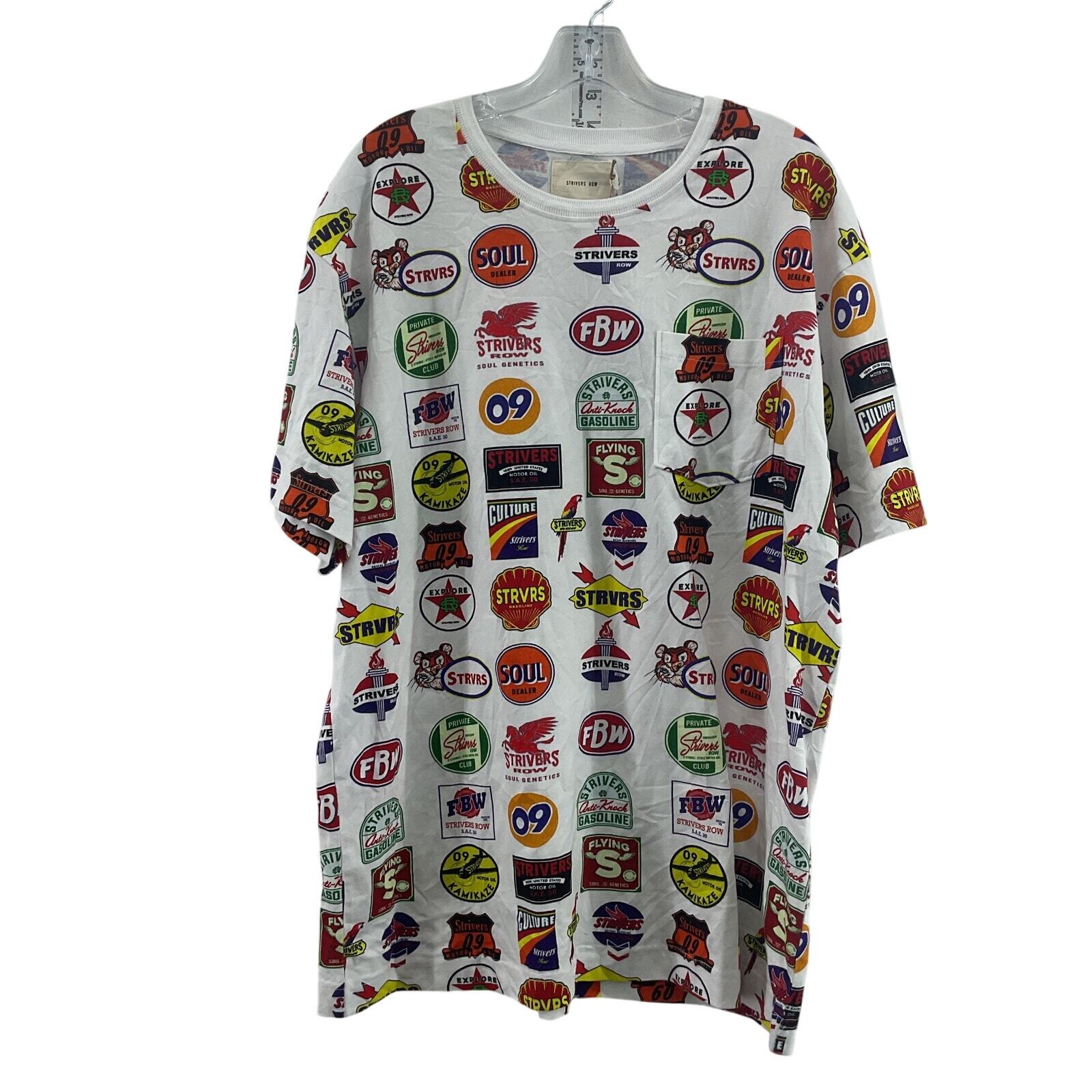 FILA T shirt Strivers Row uomo XL bianca logo stazione di servizio manica corta multicolore nuova