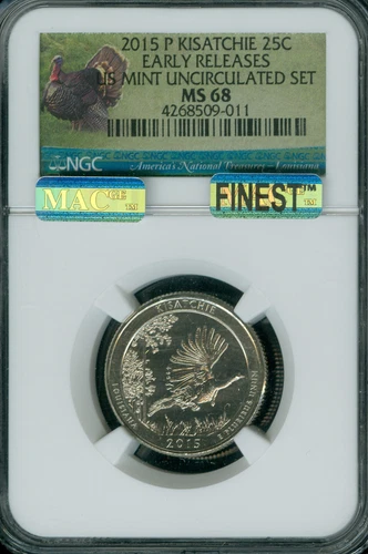 2015 P KISATCHIE QUARTER NGC MS68 PQ ER MAC FINEST REGISTRY & SPOTLESS .