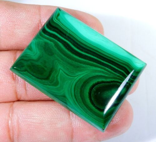 131 CT 6X31X40 mm TOP Natural GREEN MALACHITE Rectangle Cabochon Gemstone MB-244 - Picture 1 of 6
