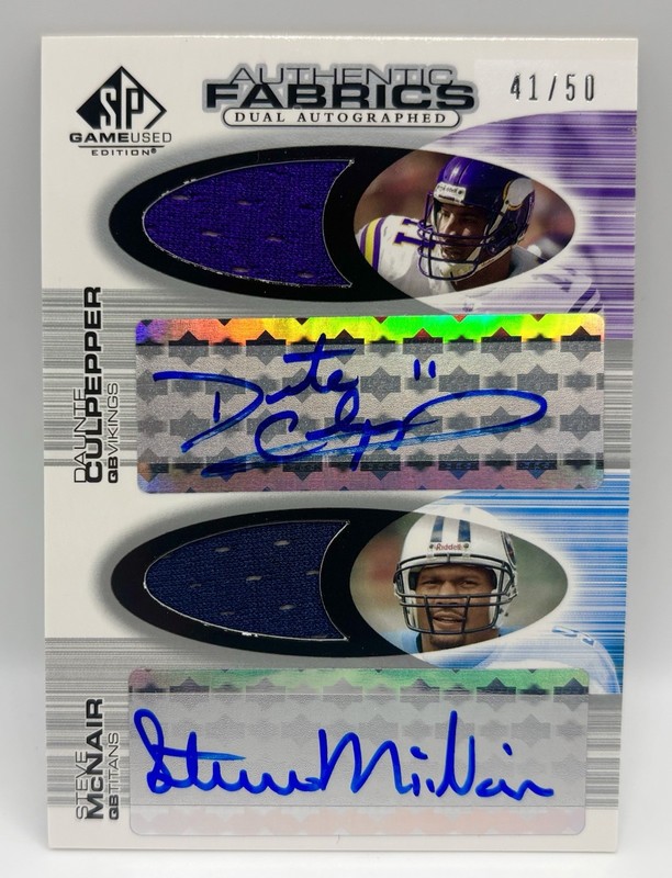2004 Upper Deck SP Game Used Daunte Culpepper Steve McNair Dual Jersey Auto /50