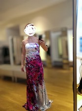 Abendkleid Gr.36 "Magic Nights" Weiss mit turkis/ lila Blumenmuster