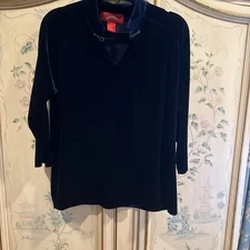 Shanghai Tang Navy Velvet Top XL