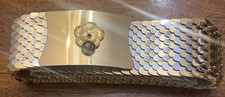 Vintage Gold Tone Metal Fish Scale Retro Womens Fashion Stretch Belt 1970's/80's