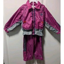VTG 90 s Wilson Track Suit 2-Piece Windbreaker Outfit Size 2T Magenta Retro