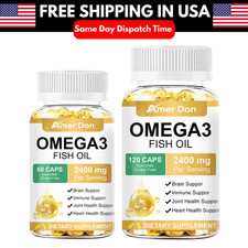 Omega 3 Fish Oil Supplements 2400 mg - Triple Strength Omega3 - EPA  DHA with E
