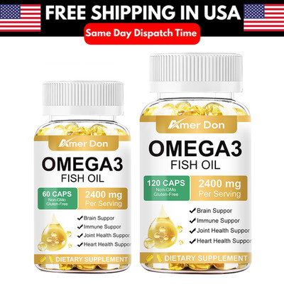 Omega 3 Fish Oil Supplements 2400 mg - Triple Strength Omega3 - EPA & DHA with E
