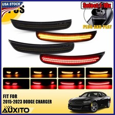1-10x Smoke Dynamic Scan Led Side Marker Light For Dodge Charger 15-23 Amber Red