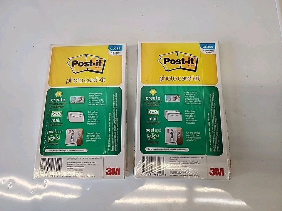 2x Post-it Photo Holiday Card Kit 4X8 Semi Gloss Sticky Picture Paper & Software - Image 2 of 4