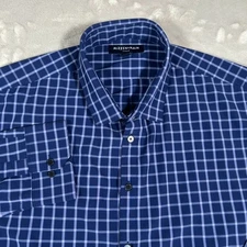 Mizzen+Main Leeward Shirt Mens 2XL Blue Check Plaid Performance Stretch Button