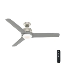Hunter Fan 54 in Matte Nickel Contemporary Ceiling Fan with Light Kit and Remote