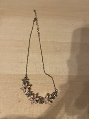 Halskette Damen Modeschmuck Blumen Silber Neu Steine Bijou Brigitte 