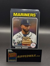 2024 Topps Heritage #242 Devin Sweet Chrome Black Refractor #/75