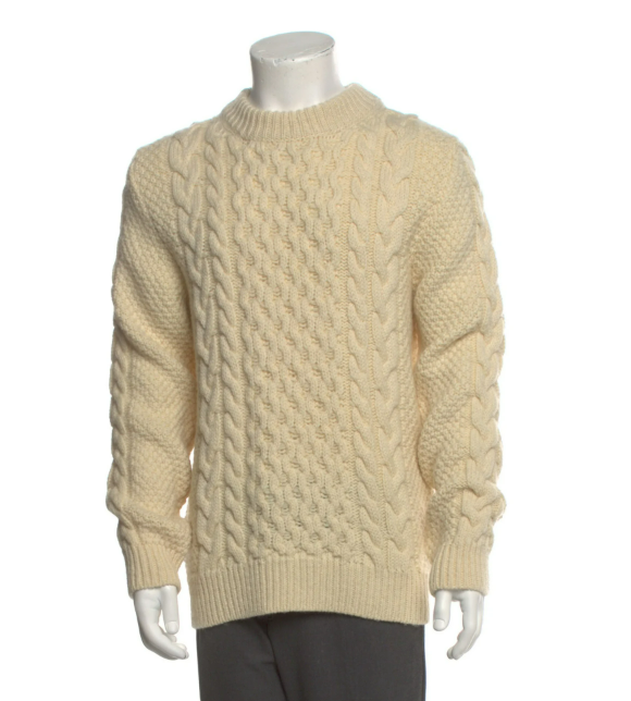 Saint Laurent Maglione a maglia con cavi XL Bianco panna Collezione hedi slimane