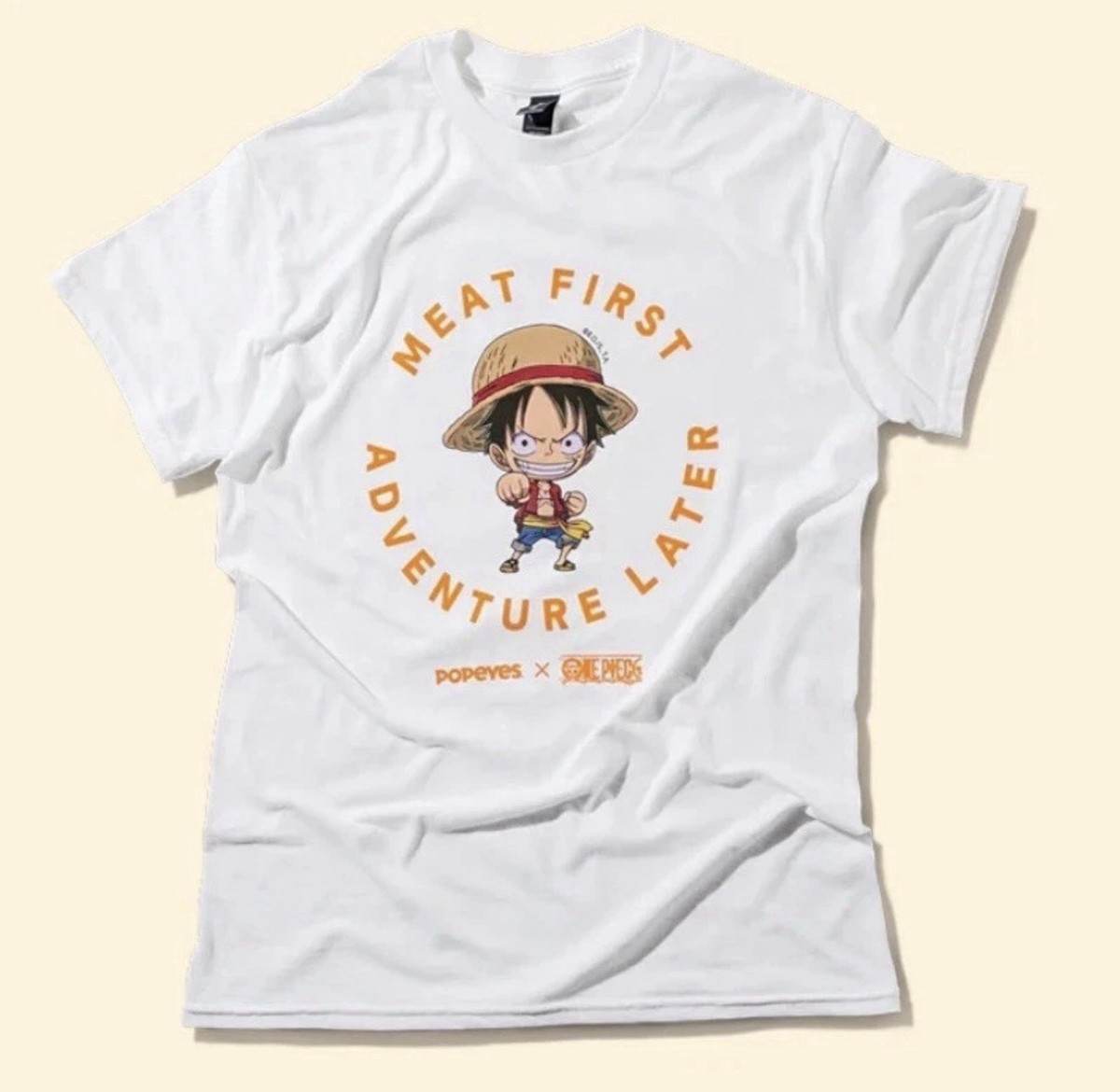 Popeyes x One Piece Luffy T-Shirt Size Small Limited Edition 