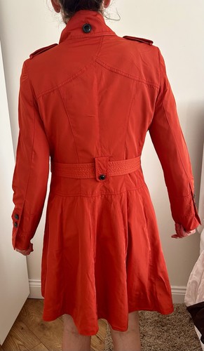 Karen Millen England Red Double Breasted Belted Trench Coat Jacket Size UK 16 - Picture 9 of 11