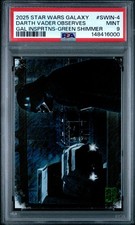 Darth Vader Observes - 2025 Star Wars Galaxy Green Shimmer Refractor   PSA 9