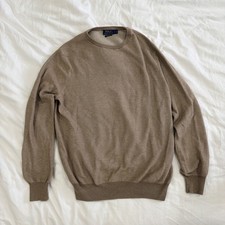 POLO RALPH LAUREN Sweater Mens Large Tan Pima Cotton Knit Long Sleeve
