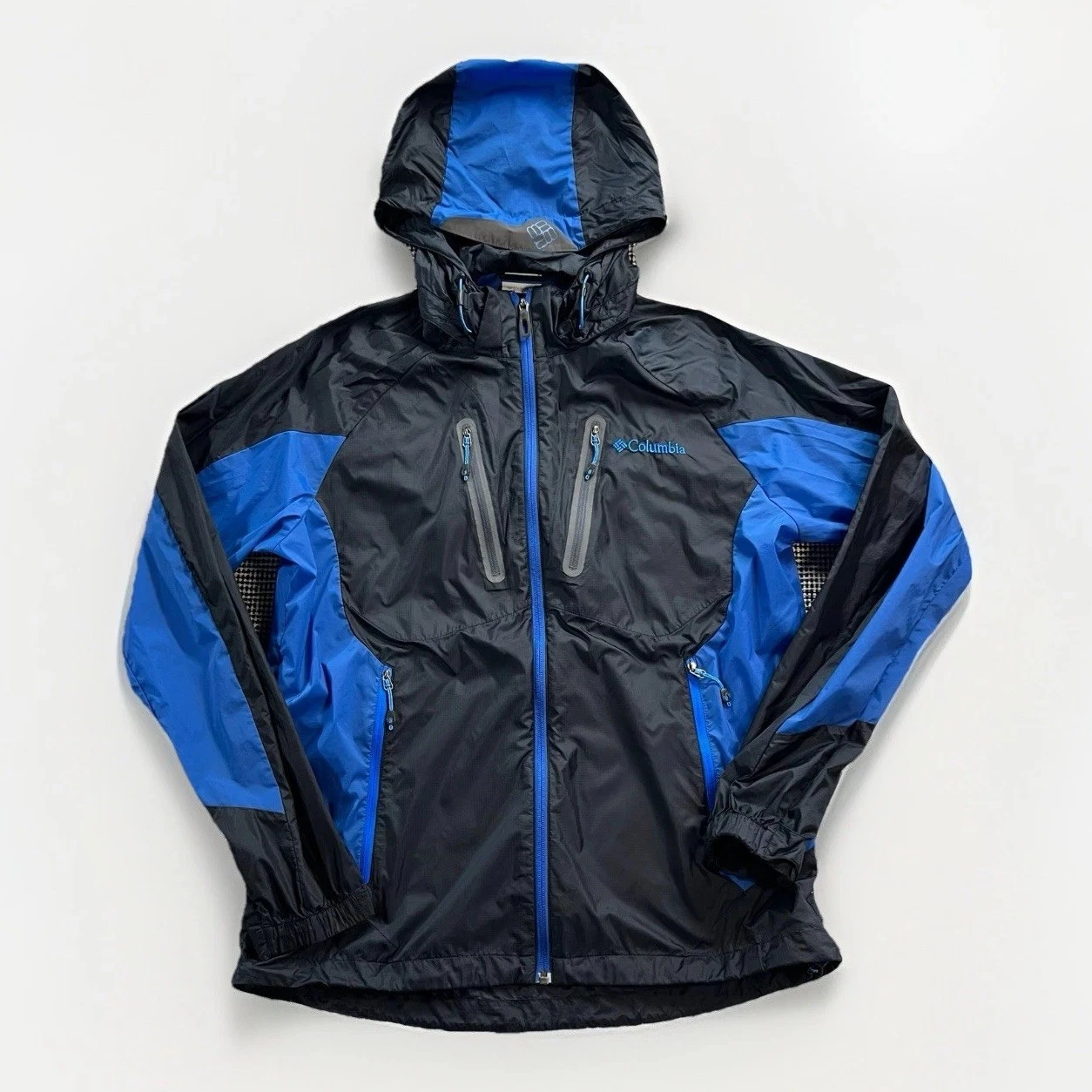Columbia Windbreaker Jacket Youth XL Full Zip Pockets Zip Off Hood Hiking Spring
