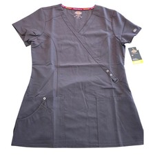 Dickies Xtreme Stretch Scrub Top Women's Small Pewter Gray charcoal 85956 NWT