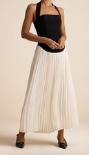 Lulus Suri Black & Ivory Mixed Media Halter Maxi Dress