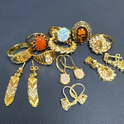 Vintage Sterling Silver Rings & Earrings Jewelry Lot 47.3 grams w/ Stones