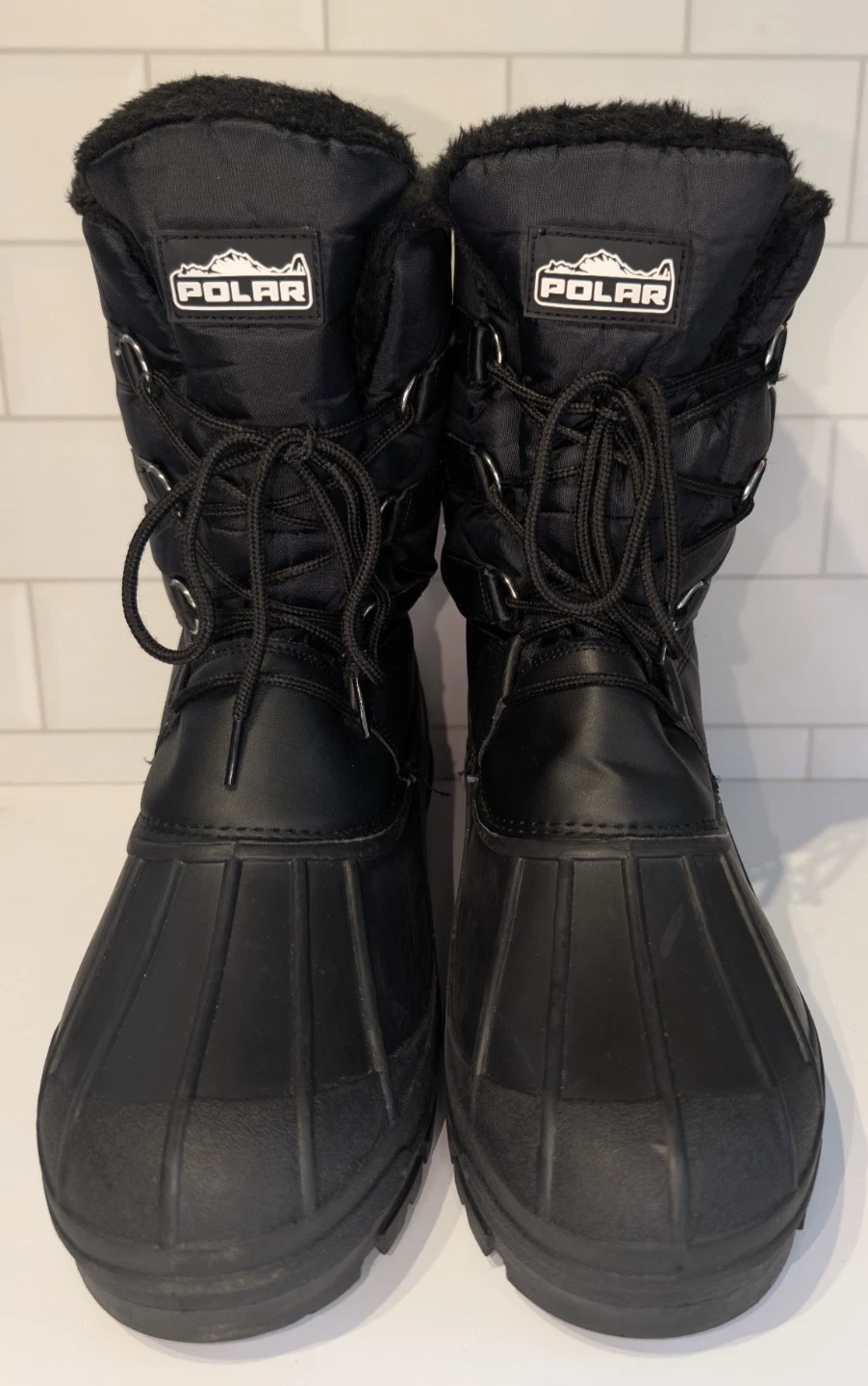 Polar Snow Boots Men's UK 13 EU 47 Black Waterproof Faux Fur Lined Boots