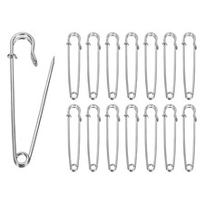 15pcs Safety Pins 100mm Electroplated Large Safety Pin for Clothes, Silver