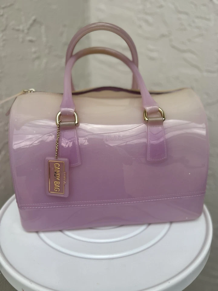 Furla Pink Glitter Rubber Candy Satchel Bag - Image 3 of 4